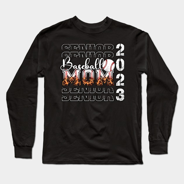 Senior 2023 Baseball Mom Leopard Long Sleeve T-Shirt by FrancisDouglasOfficial